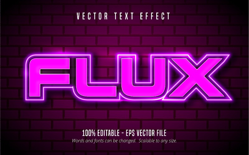 Flux - Effet de texte modifiable, Style de texte lumineux au néon, Illustration graphique