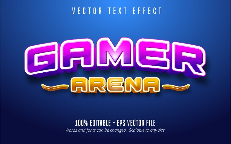 Gamer Arena - upravitelný textový efekt, komiksový a kreslený styl textu, grafická ilustrace