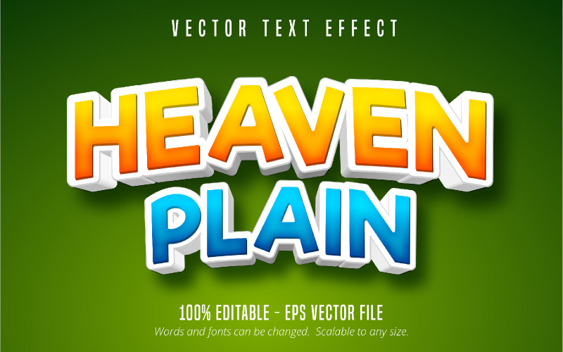 Heaven Plain - Efecto de texto editable, estilo de texto de cómic y dibujos animados, ilustración gráfica