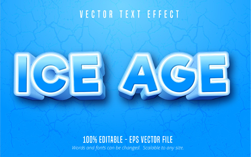Ice Age - Efecto de texto editable, dibujos animados y estilo de texto cómico, ilustración gráfica