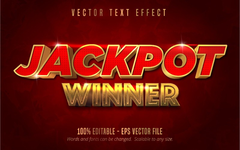 Jackpot-Gewinner - bearbeitbarer Texteffekt, glänzender goldener Textstil, grafische Illustration