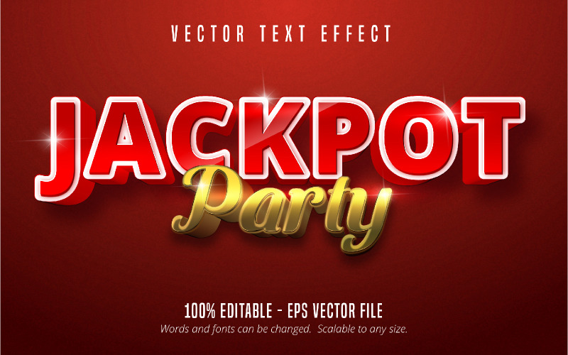 Jackpot Party - redigerbar texteffekt, guld och tecknad textstil, grafikillustration