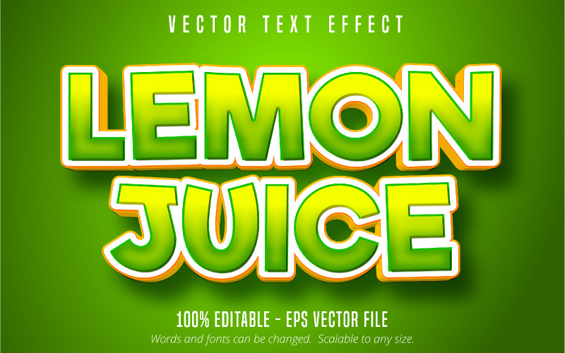 Лимонный сок - редактируемый текстовый эффект, стиль комического и мультяшного текста, графическая иллюстрация