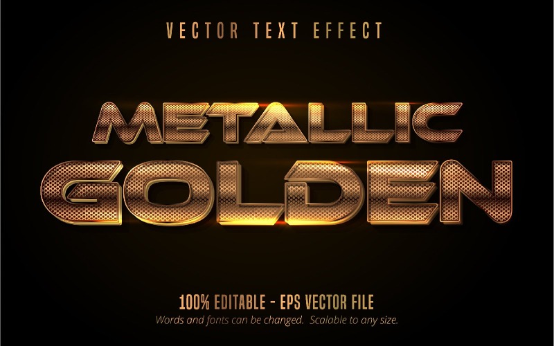 Metallic Golden - redigerbar texteffekt, glänsande metalliskt guld textstil, grafikillustration