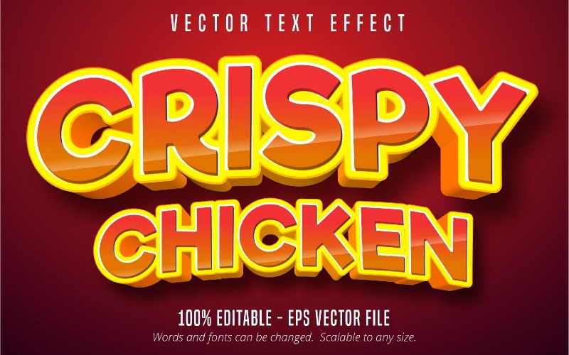 Poulet croustillant - effet de texte modifiable, style de texte comique et dessin animé, illustration graphique
