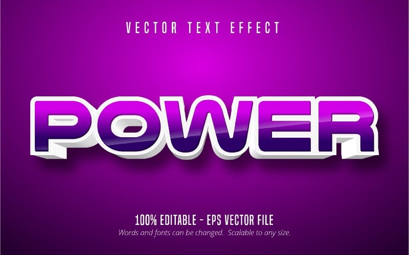 Power - 可编辑的文字效果、卡通和漫画文字样式、图形插图