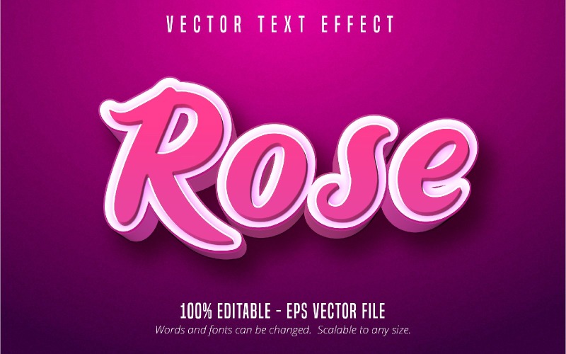 Rose - redigerbar texteffekt, komisk och tecknad textstil, grafikillustration