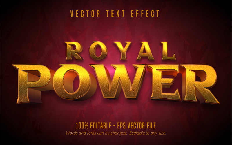Royal Power - текстовий ефект, який можна редагувати, стиль блискучого золотого тексту, графічна ілюстрація