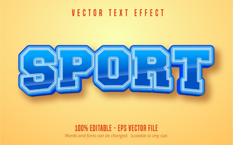 Sport - edytowalny efekt tekstowy, styl tekstu sportowego i kreskówkowego, ilustracja graficzna