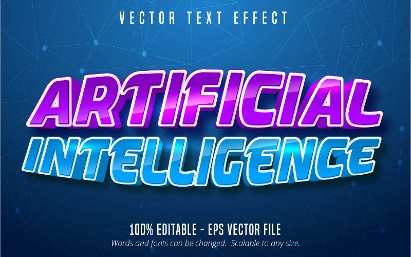 Штучний інтелект – текстовий ефект, який можна редагувати, стиль тексту коміксів та мультфільмів, графічна ілюстрація
