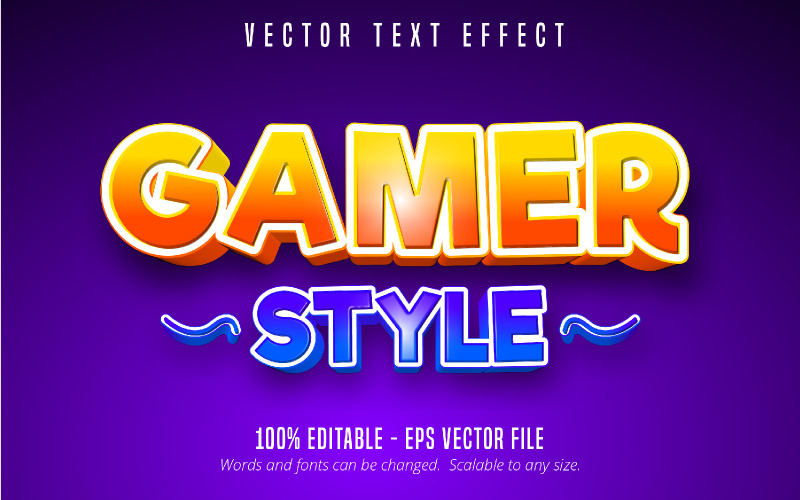 Style de joueur - Effet de texte modifiable, style de texte de dessin animé et de bande dessinée, illustration graphique
