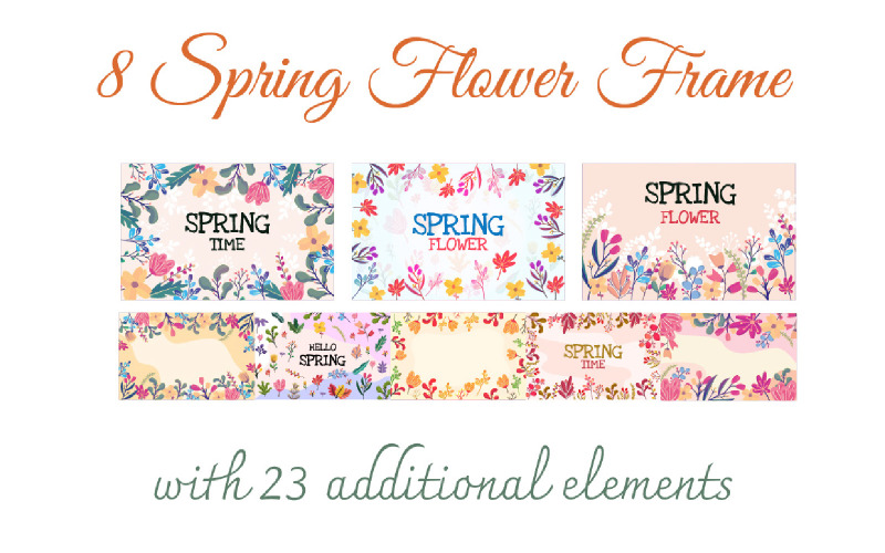 8 Cornice di fiori primaverili con 23 elementi aggiuntivi 1