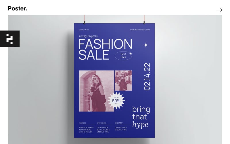 Fashion Sale Poster Kit Retro Minimal Style