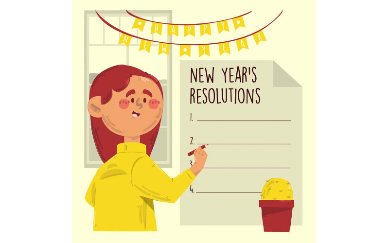 Иллюстрация концепции резолюции новый год