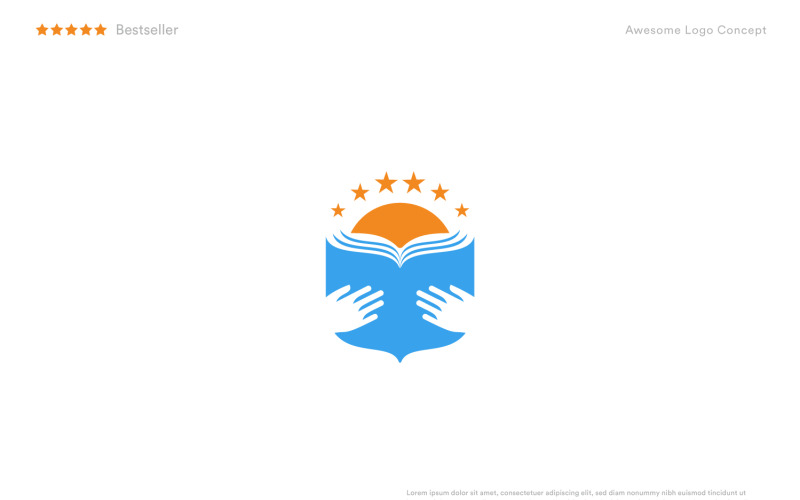 Livro de leitura do sol, modelo de logotipo da escola.