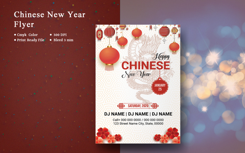 Sjabloon voor Chinese Lunar New Year Flyer Corporate Identity