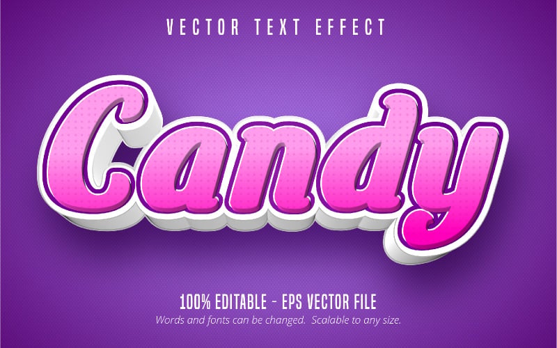 Candy - Effet de texte modifiable, style de texte de bande dessinée et de dessin animé, illustration graphique