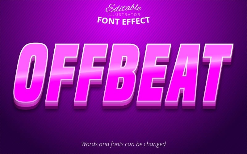 Offbeat - Editable Text Effect, Purple Comic And Cartoon Text Style, Graphics Illustration