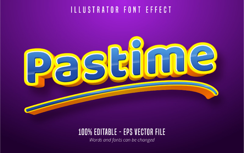 Passatempo: effetto testo modificabile, stile testo fumetto e cartone animato, illustrazione grafica