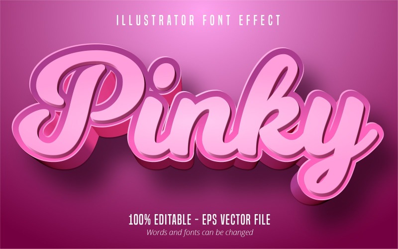Pinky - efeito de texto editável, estilo de texto em quadrinhos e desenho animado, ilustração gráfica