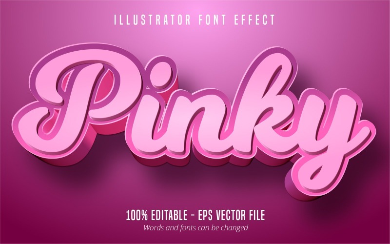 Pinky - текстовий ефект для редагування, стиль тексту коміксів та мультфільмів, графічна ілюстрація