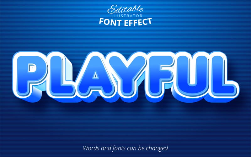 Playful - Editable Text Effect, Blue Comic And Cartoon Text Style, Graphics Illustration