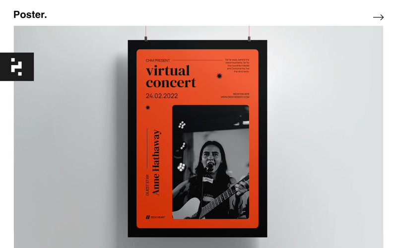 Шаблон набора плакатов виртуального концерта