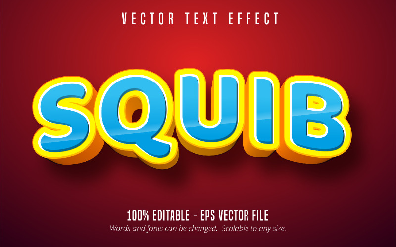 Squib - Effetto testo modificabile, stile testo fumetto e cartone animato, illustrazione grafica