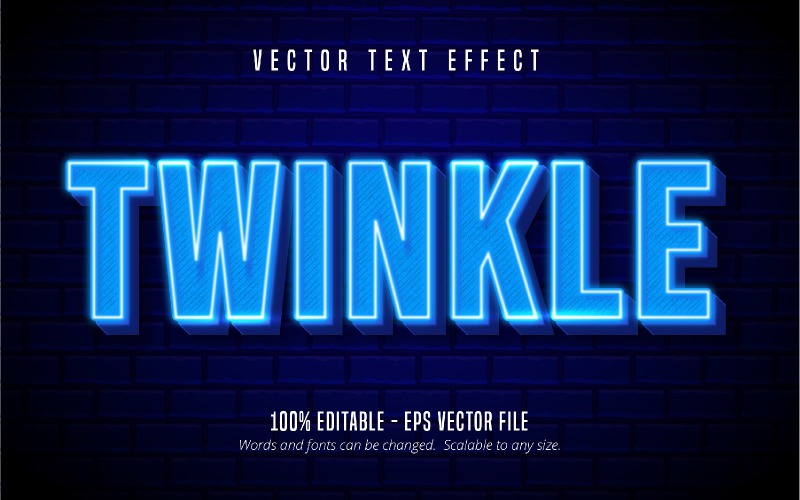 Twinkle – текстовий ефект, який можна редагувати, стиль кольорового неонового світячого тексту, графічна ілюстрація