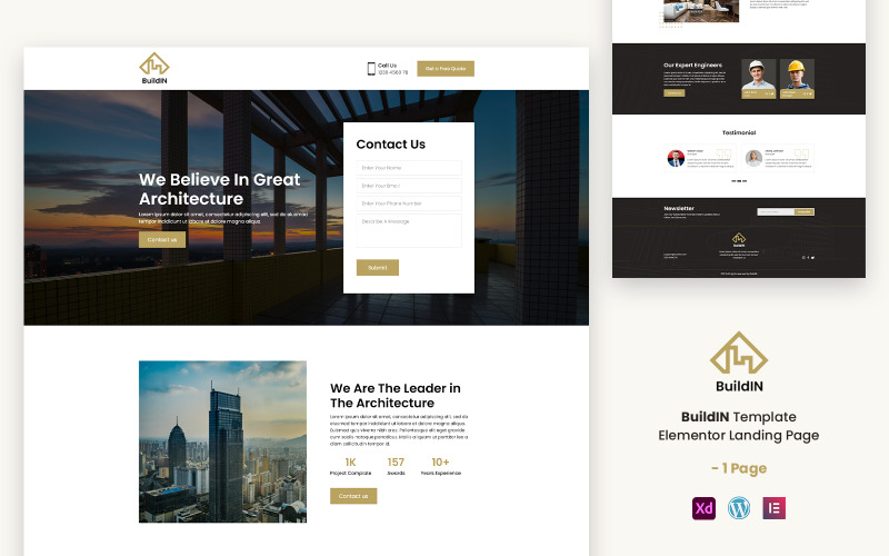 BuildIN – Architecture Services használatra kész Elementor sablon