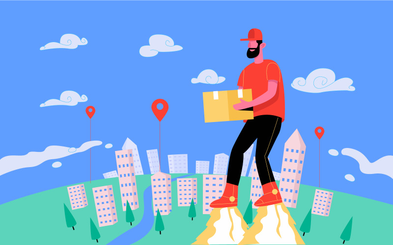 Futurystyczna dostawa do domu darmowa ilustracja koncepcja wektor