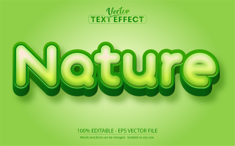 Natureza - efeito de texto editável, estilo de texto em quadrinhos e desenho animado, ilustração gráfica