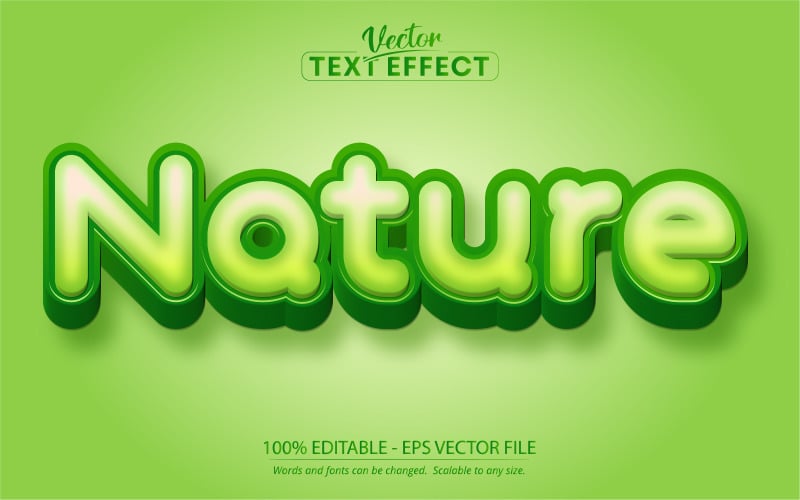 Природа - редактируемый текстовый эффект, стиль текста комиксов и мультфильмов, графическая иллюстрация