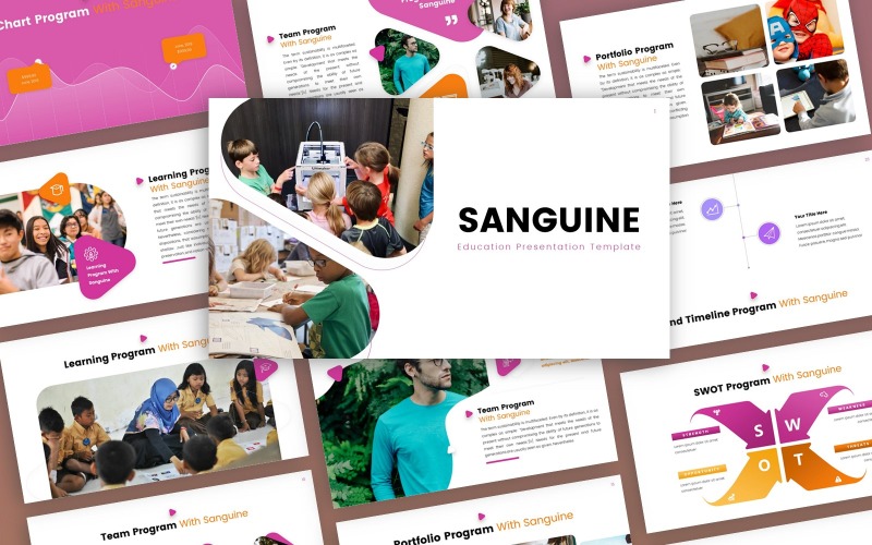 Sanguine - Utbildning Multipurpose PowerPoint-mall