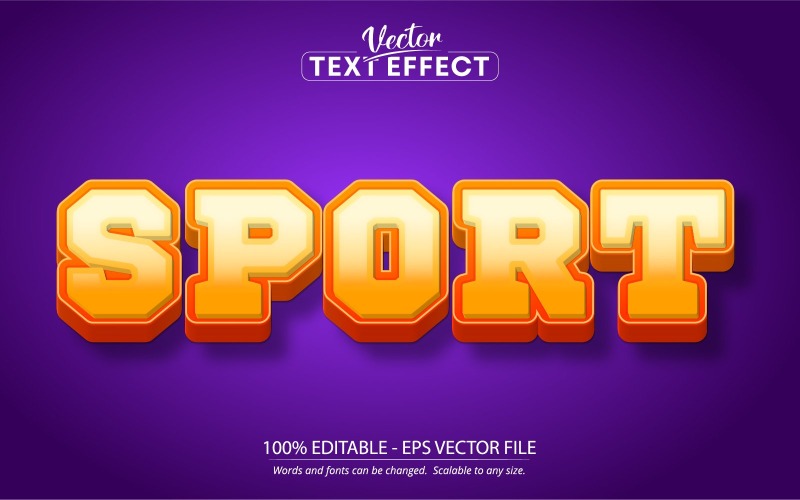 Sport - Effet de texte modifiable, style de texte de bande dessinée et de dessin animé, illustration graphique