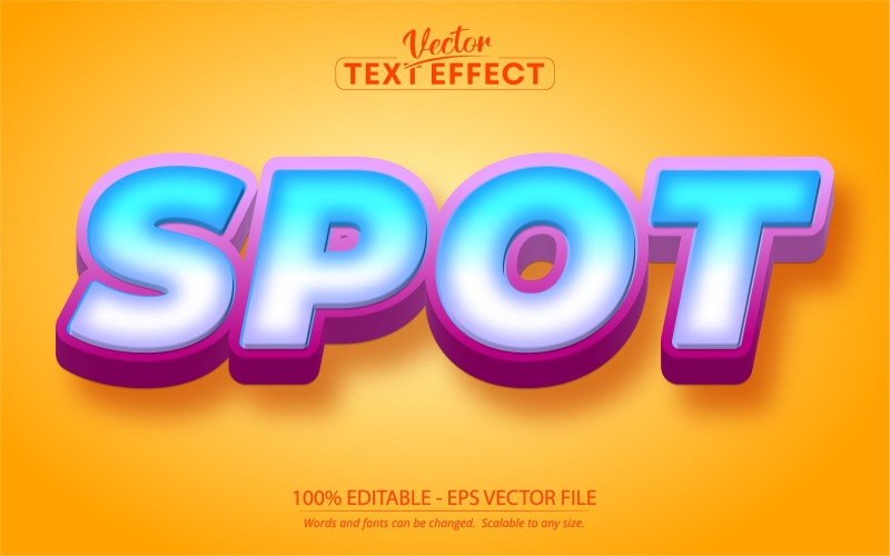Spot - Efeito de texto editável, estilo de texto em quadrinhos e desenho animado, ilustração gráfica