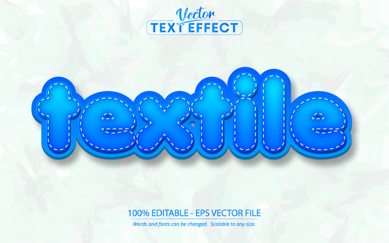 Textil - bearbeitbarer Texteffekt, blauer Comic- und Cartoon-Textstil, grafische Illustration