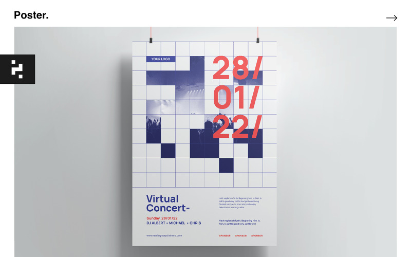 Virtuální koncert šablona abstraktní plakát