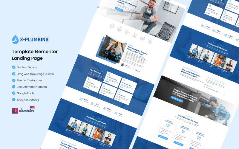 X-Plumbing - Услуги, готовые к использованию, шаблон Elementor