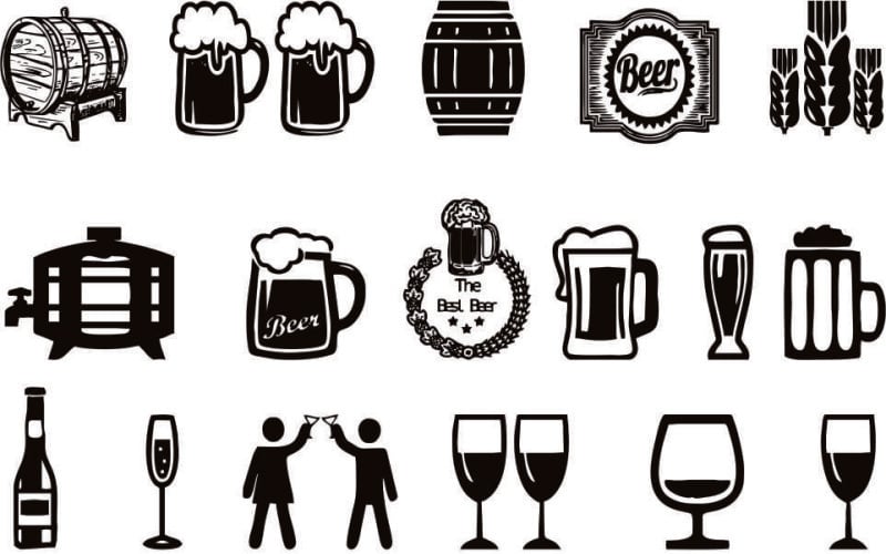 Conjunto de iconos de bebidas alcohólicas