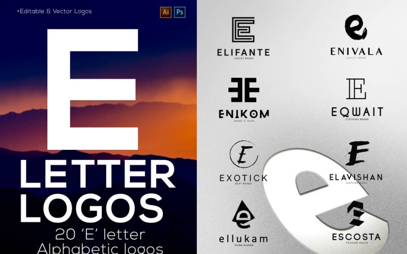 20 logotipos alfabéticos con letras E