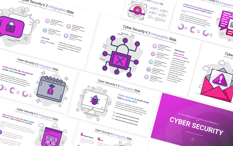 Cyber Security Infografik Powerepoint-Vorlage