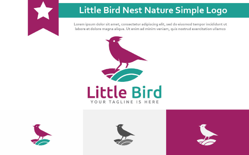 Mignon Petit Nid Oiseau Avec Son Nature Paix Logo Simple