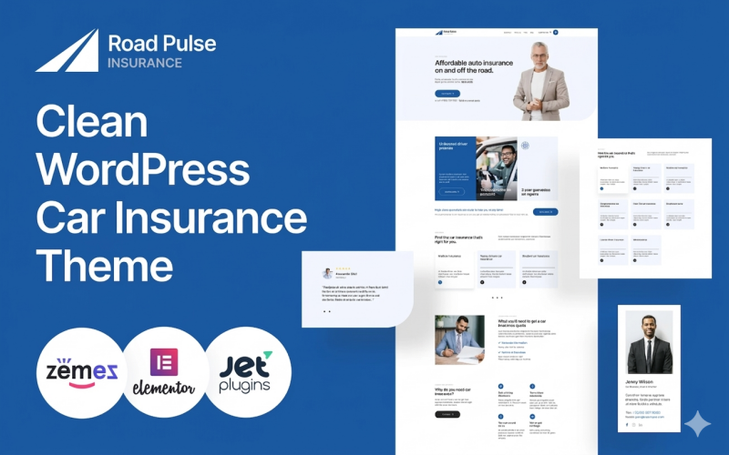 Road Pulse — тема WordPress для сайтов по автострахованию и защите транспортных средств.