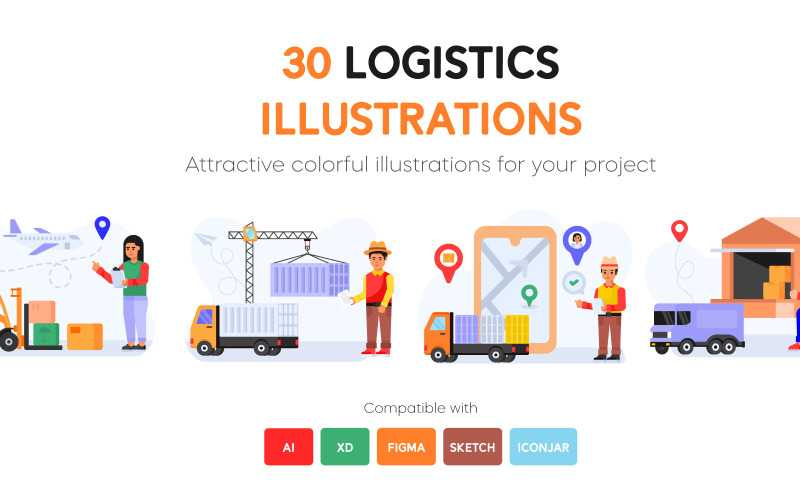 30 illustrations vectorielles de logistique