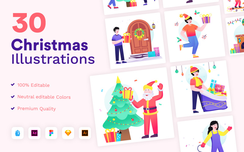 Ilustraciones de Navidad - Vectores planos