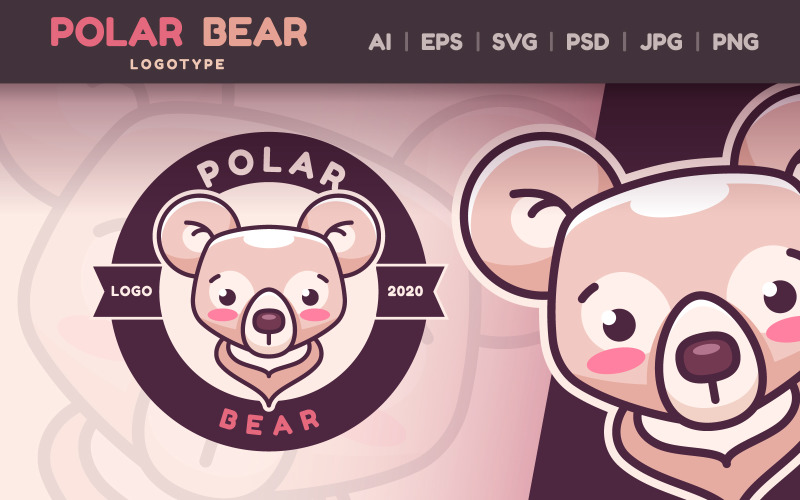 Kreslená postavička zvířecí lední medvěd - logotyp, grafika šablony loga