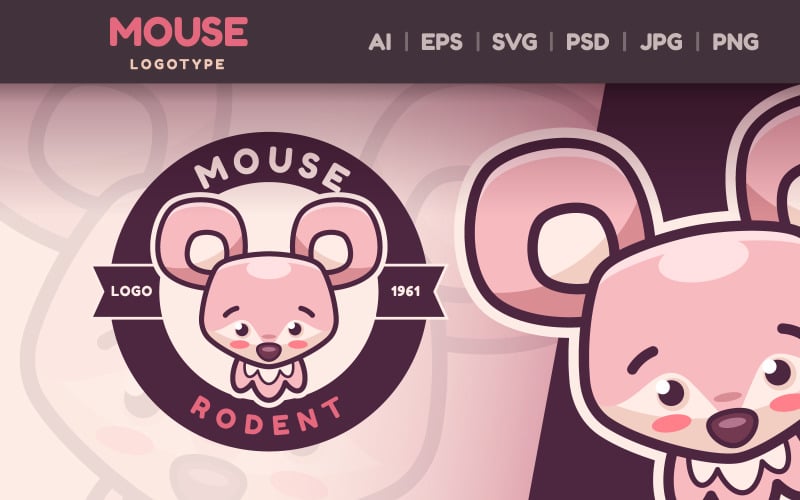 Kreslená postavička zvířecí myš - logotyp, grafika šablony loga