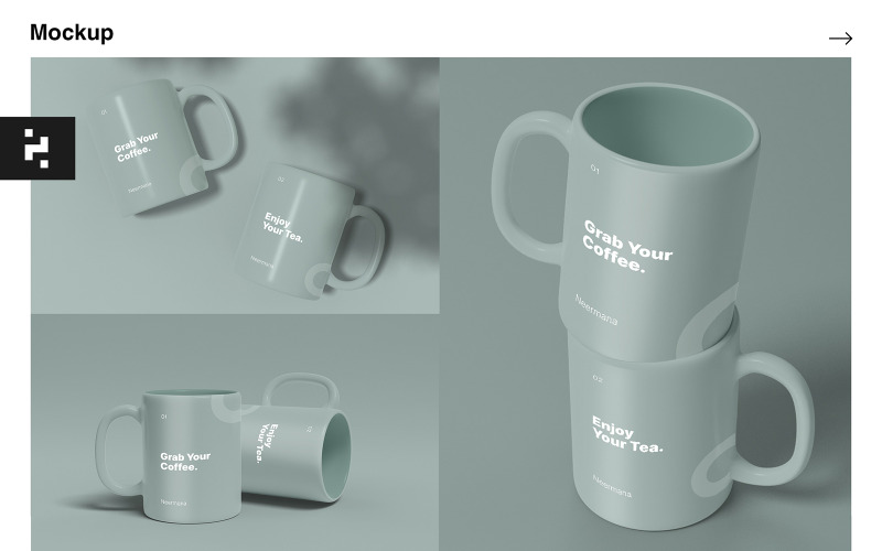 Pack - Plantilla de maqueta de dos tazas