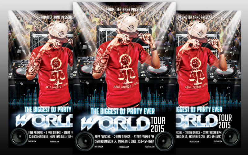 Світовий тур DJ – шаблон флаєра